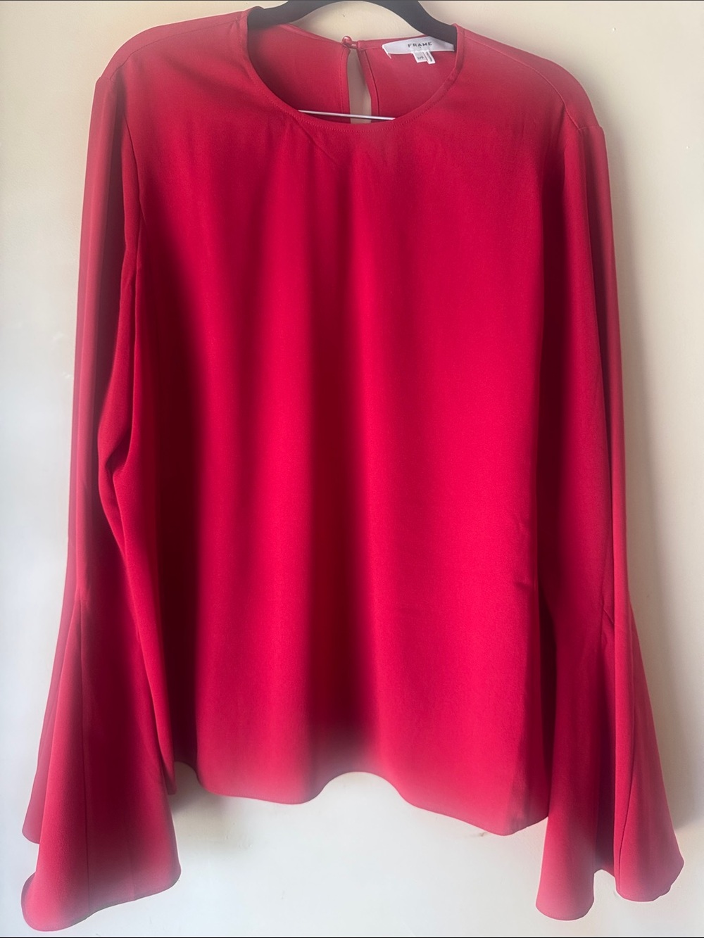 Frame Denim Red Long Sleeve Blouse With Bell Sleeves